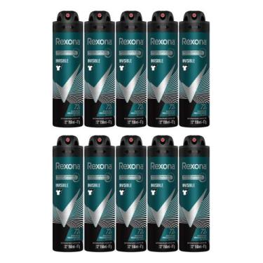 Imagem de Kit 10 Desodorante Rexona Invisible Masculino Aerosol Antitranspirante