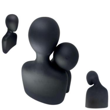 Imagem de Busto Estatua Escultura Abraço Casal Cerâmica Grande Luxo - H2, Preto