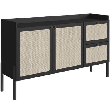 Imagem de Aparador Buffet Para Sala de Jantar 139cm Pés Madeira Moss A03 Nero Pr