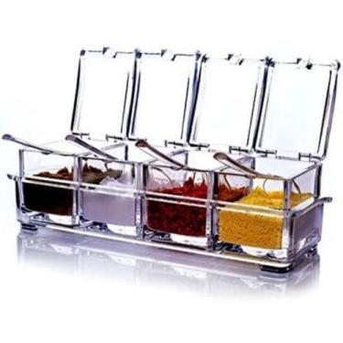 Imagem de Porta Condimentos E Temperos Acrílico Lindo Crystal 4 Potes - Creative