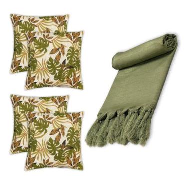 Imagem de Kit Manta de Sofá Lisa Grande 2,80 x 2,00 com 4 Capas Para Almofada - 