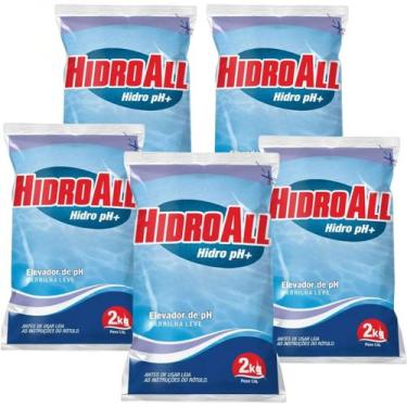 Imagem de Kit 5 Elevador De Ph Hidroall Hidro Ph+ Barrilha Leve 2kg