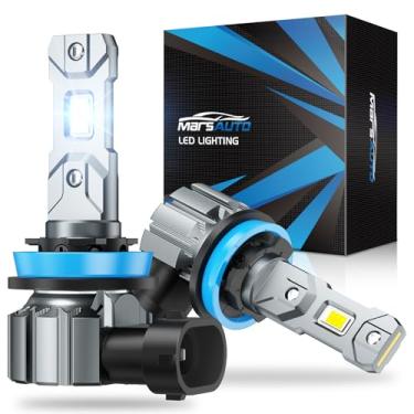 Imagem de Marsauto Lâmpadas H11 ou luz H8 H9, 800% super brilhante, 30000LM 1:1 tamanho mini, 3 MIN Plug and Play M1S H11, faróis de neblina para esportes motorizados sem polaridade, pacote com 2