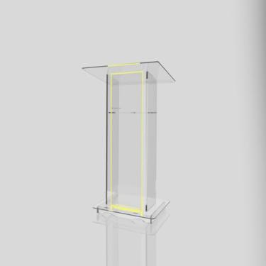Imagem de Púlpito em Acrílico para Igreja e/ou Eventos com Gravação e Led grátis Mod. Lucas, Transparente (Tradicional, Moderna ou Sem Gravação) Cores em Led (Sem Gravação, LED AMARELO)