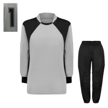 Imagem de Kit Goleiro Futsal Infantil Camisa E Calça Acolchoada - TRB, Cinza, Pr