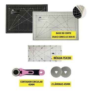 Imagem de Base Corte 45x30 Preta Cinza Régua 15x30 Cortador 45 2lamina - Artmak,