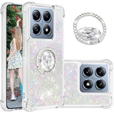 Imagem de Ephoou Capa de areia movediça líquida para Xiaomi 14 T Pro/Xiaomi 14 T com suporte de diamante, capa luxuosa divertida com glitter fluindo transparente para Xiaomi 14T Pro. LSZ-colorido