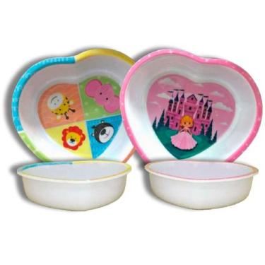 Imagem de Prato Infantil Tigela Coração Para Meninas 15,5cm Crianças - Sk, Princ
