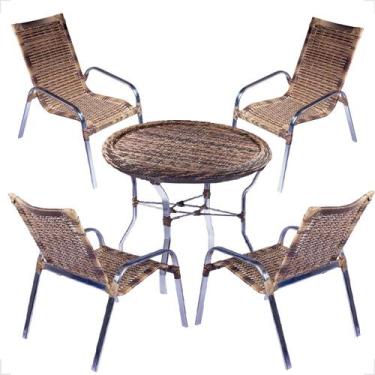 Imagem de Conjunto 4 Cadeiras e Mesa Alta Alumínio Para Área Externa Fortaleza F