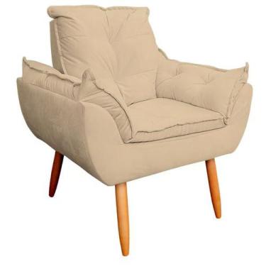 Imagem de Poltrona Decorativa Opala Sala de Estar Tecido Suede Kimi Decor, Bege