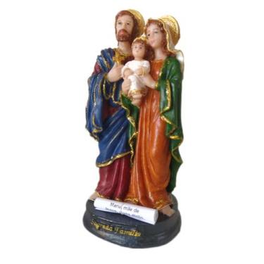 Imagem de Imagem Sagrada Família com oração 12cm Resina - emistico
