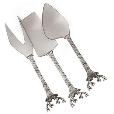 Imagem de SARO LIFESTYLE Talheres Tarandrus Collection Reindeer Cheese (conjunto de 3), 3 ct, prata