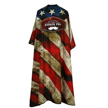 Imagem de Capa de barbeiro, capa de corte de cabelo com fecho de pressão, capa de salão profissional, capa de cabeleireiro, para cabeleireiro de 152 cm x 147 cm (estampa retrô da bandeira americana), Estampa