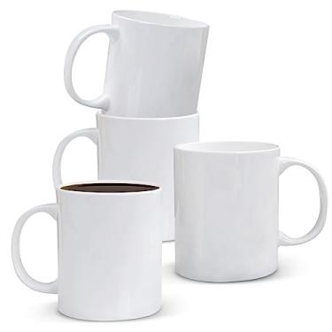 Imagem de Gang Rinpoche Bone China Canecas, canecas de café brancas de 400 ml, canecas de café expresso leves de porcelana, conjunto de 4, caneca de cerâmica com lava-louças e micro-ondas, canecas de café para