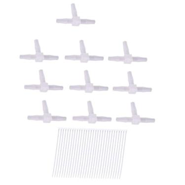 Imagem de GCESSOIRY 10 peças 1/4 Tee encaixe igual de farpa de 3 vias para mangueira de 3 vias, adaptador de emenda de junta de emenda para gás combustível ar líquido, com 30 peças de amarração de nylon