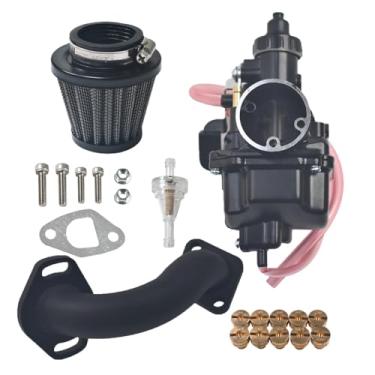 Imagem de AKSGKGQ VM22 Carburador Coletor invertido Corrida Desempenho Slide Tubo de admissão Kit de Carburador para Predator 212cc GX200 Coleman Baja CT200U BT200X Mini bike 196 Clones Motor, KT196 Go kart