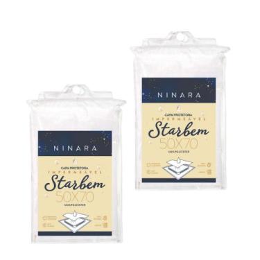 Imagem de Kit 2 Capas De Travesseiro Impermeável Branco 50x70 - Ninara
