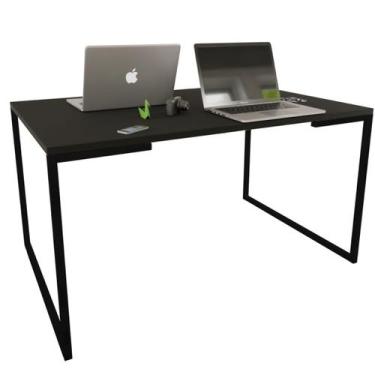 Imagem de Mesa Escrivaninha Tampo Preto - 75cm X 120cm - Trendy, Base Preta
