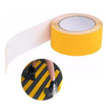 Imagem de Fita Lixa Antiderrapante Auto Adesiva Amarela 5 Metros Escada Degraus 