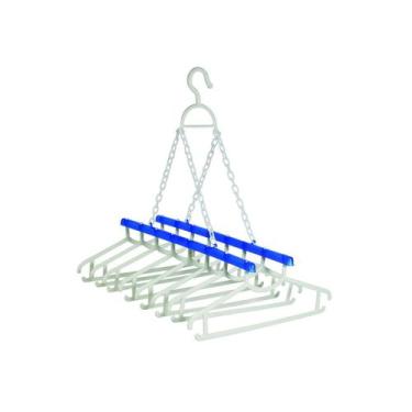Imagem de Kit C/6 Varal Fácil Azul com 8 Cabides Praticidade BRASAMI