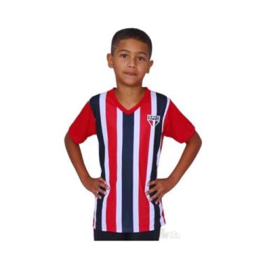 Imagem de Camiseta Infantil São Paulo Tricolor Listrada Oficial - Revedor, Tam 6