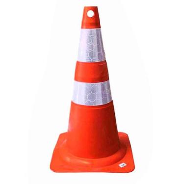 Imagem de Cone de Sinalização Refletivo Flexível 50 cm Laranja e Branco Plastcor