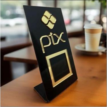 Imagem de Placa Expositor de Acrílico para QRCode Pix Moldura - SEM MARCA, BRANC