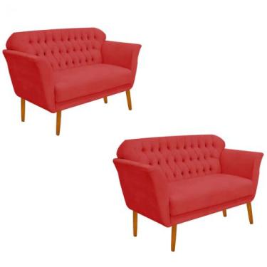 Imagem de Kit 02 Namoradeira  Decorativa  Ster com Capitone Pés Palito em Madeir