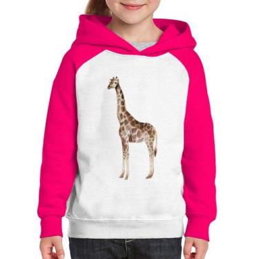 Imagem de Moletom Infantil Girafa - Foca na Moda, Branco, Rosa, 4