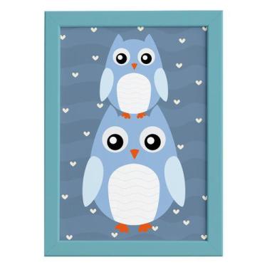 Imagem de Quadro Infantil Coruja Baby Azul Moldura Azul 22x32cm - Quartinhos