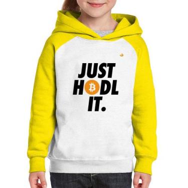 Imagem de Moletom Infantil Just hodl it - Foca na Moda, Branco, Amarelo, 14