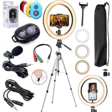 Imagem de Kit Tripé Profissional Iluminador Led Ring Light Gravação Vídeo Vlog L