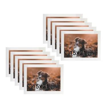 Imagem de Kit 10 Porta Retratos C/vidro 15x21 A5 Moldura Branca para fotos e dec
