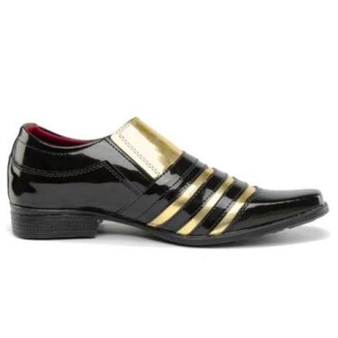 Imagem de Sapato Esporte Fino Masculino Em Verniz Brilho Listras Duas Cores Eleg
