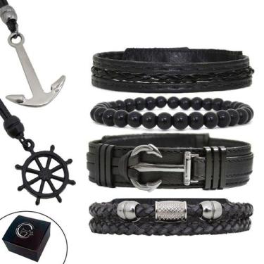 Imagem de Pulseiras Masculinas Kit C/04 ÂNCORA MARINHEIRO + 2 Colares Flecha Top