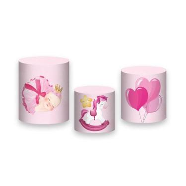 Imagem de Trio de Capas de Cilindro - Chá de Bebê Menina Rosa Claro 005 - Via Co