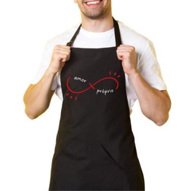 Imagem de Avental De Cozinha Preto Oxford C/ Bolso Amor Próprio - Cine Couple