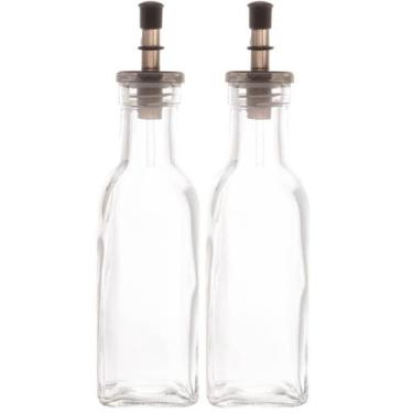 Imagem de Kit 2 Garrafas para Azeite ou Vinagre de Vidro 200ml com Dosador Lyor 