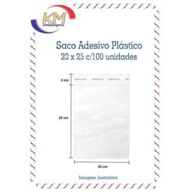 Imagem de Saco adesivo plástico 20 x 25 c/100 unid - saquinho, miudezas, bijuter