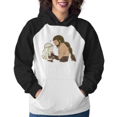 Imagem de Moletom Feminino Khal Drogo e Daenerys Targaryen - Foca na Moda, Branc
