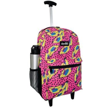 Imagem de Mochila De Rodinhas Juvenil Feminina Espaçosa Grande Rosa - Bezzter