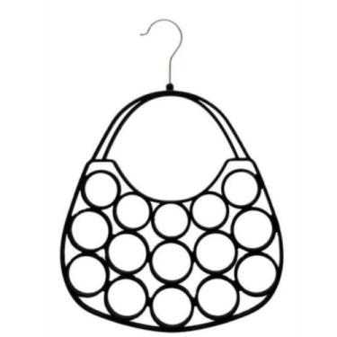 Imagem de Cabide De Veludo Gravata Preto 15 Furos P/Lenço Gravata Cinto - Toanin