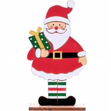 Imagem de Figura de Natal em MDF Papai Noel Colorido com Base Firme - Fantasias 