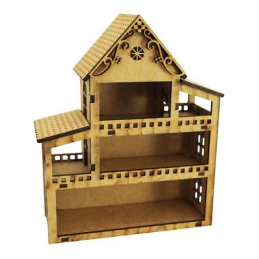 Imagem de Kit 5 Mini Casa Boneca P/ Enfeite Jardim C/ Suculentas 13x5x16,5 Madei