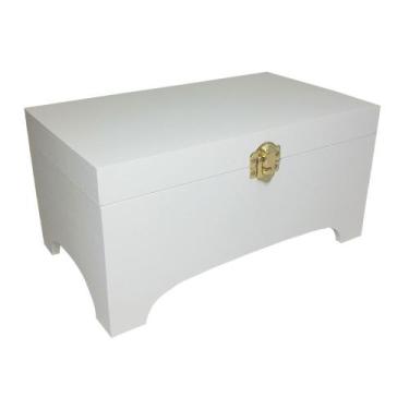 Imagem de Caixa Baú Grande com Fecho 30cm Mdf Madeira Pintado - ATACADÃO DO ARTE