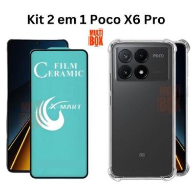 Imagem de Kit Capa Transparente + Película de Cerâmica para Xiaomi Poco X6 Pro -