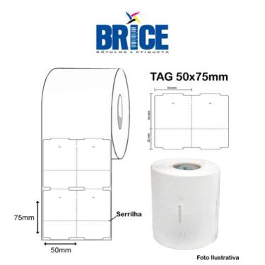 Imagem de 10 Rolos Etiqueta Tag 50x75 C/ 5 Ribbons - Brice Etiquetas