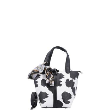 Imagem de Handbag em Animal Print com Lenço Bauarte, Preto, P