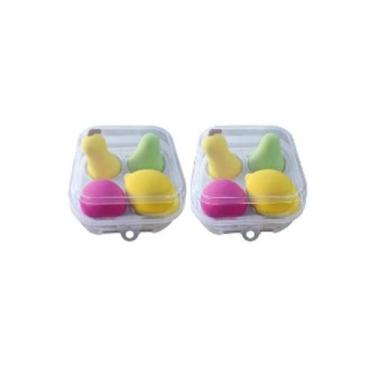 Imagem de 2 Kit Esponjas P/Maquiagem Frutinhas Na Caixinha C/4 Pçs Mix - Mix Dis