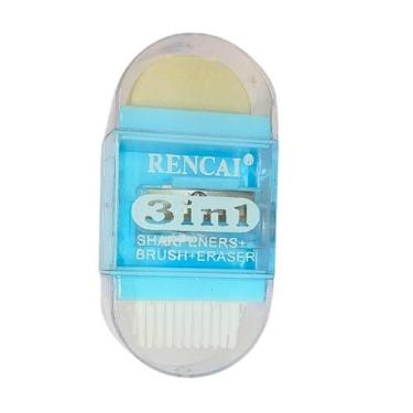 Imagem de Borracha Apontador e Escova 3 em 1 Coloridas - RENCAI, AZUL